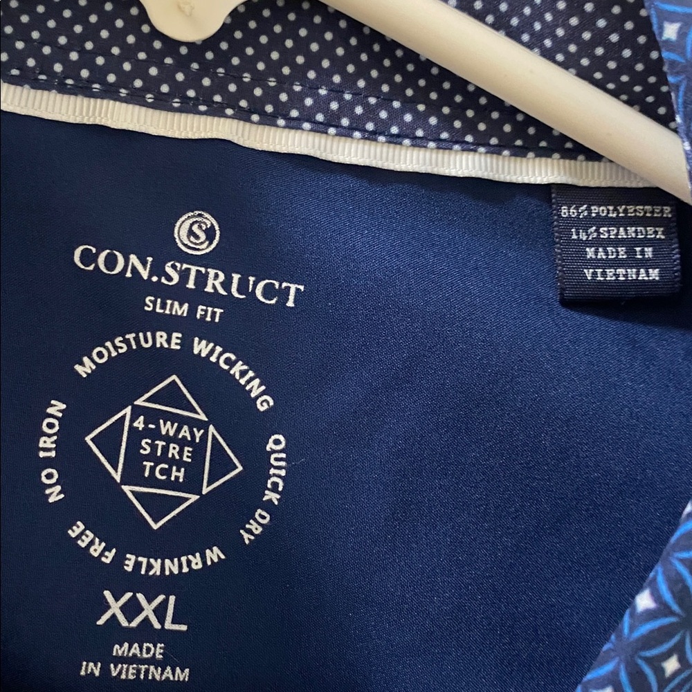 Navy Blue Geometric Men's Shirt - Slim Fit - Picture 5 of 5